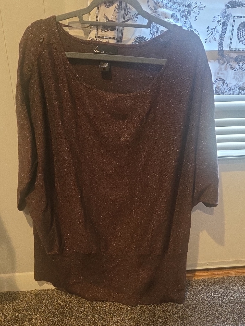 Lane Bryant Brown Metallic Short Sleeve Knit Top